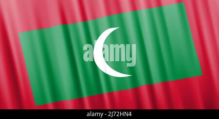 Wavy vector flag of Maldives Stock Vector