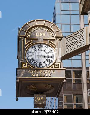 Scottish Legal Life Assurance Society clock, Glasgow. Stock Photo