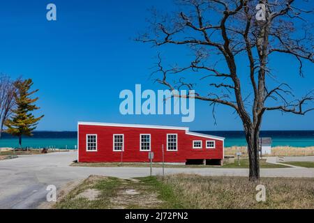 Glen Haven Canning Co. cannery in Glen Haven Village, a historic town in Sleeping Bear Dunes National Lakeshore, Michigan, USA Stock Photo