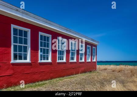 Glen Haven Canning Co. cannery in Glen Haven Village, a historic town in Sleeping Bear Dunes National Lakeshore, Michigan, USA Stock Photo