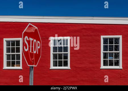 Glen Haven Canning Co. cannery in Glen Haven Village, a historic town in Sleeping Bear Dunes National Lakeshore, Michigan, USA Stock Photo