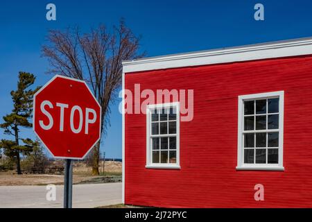 Glen Haven Canning Co. cannery in Glen Haven Village, a historic town in Sleeping Bear Dunes National Lakeshore, Michigan, USA Stock Photo