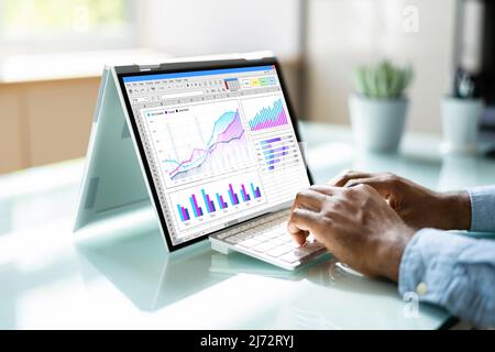 Data Analyst Using Data Analytics KPI Dashboard Stock Photo