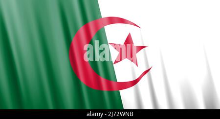 Wavy vector flag of Algeria Stock Vector