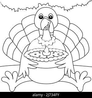 Thanksgiving Turkey Holding A pie Illustration Stock Vector Image & Art ...
