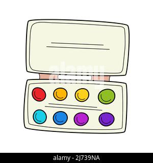 A set of watercolor paints in the doodle style. Hand-drawn Colorful vector illustration. Design elements are isolated on a white background. Stock Vector