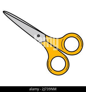 Closed scissors. School item, office supplies. Doodle. Hand-drawn Colorful vector illustration. The design elements are isolated on a white background Stock Vector