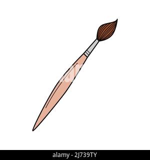 A brush for drawing, a tool for art. School item. Doodle. Hand-drawn Colorful vector illustration. Design elements are isolated on a white background. Stock Vector