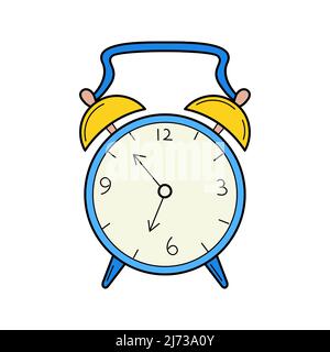 An antique alarm clock. Doodle style. Hand-drawn Colorful vector illustration. The design elements are isolated on a white background Stock Vector