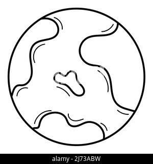 Abstract globe, planet Earth. Doodle. Hand-drawn black and white vector illustration. The design elements are isolated on a white background Stock Vector