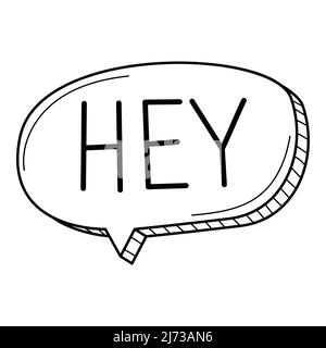 A conversational bubble with the word Rune in the doodle style. Hand-drawn black and white vector illustration. Design elements are isolated on a whit Stock Vector