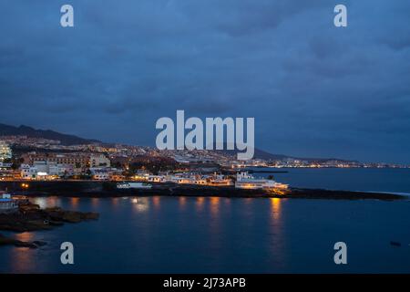 Landscape photo of La Caleta, Tenerife at night, Canary Islands, Spain Stock Photo