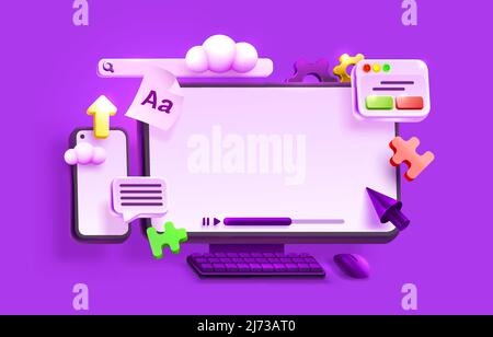 Webpage app software, chat internet, web site banner design. Vector illustration Stock Vector