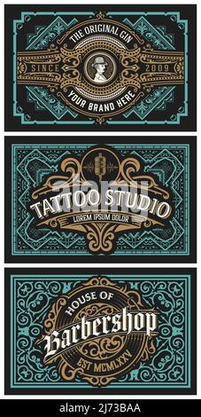 Set of 3 vintage labels for packing Stock Vector