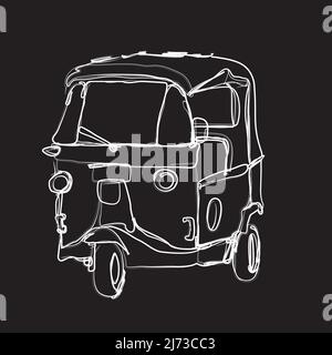 Bajaj is an icon of public transportation in the city of Jakarta, Indonesia. (Bajaj is a three-wheeled motorized vehicle) Stock Vector