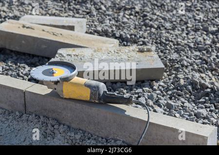Sawing machine for cutting marble stone Stock Photo