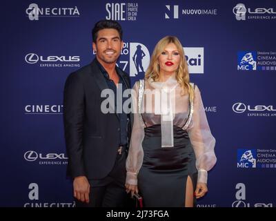 Rome, Italy - May 3, 2022: Rita Rusić attends the red carpet of the David di Donatello 2022 awards ceremony in the Cinecittà Studios in Rome. Stock Photo