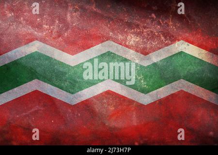 Top view of retro flag of Jayuya, untied states of America with grunge texture. USA patriot and travel concept. no flagpole. Plane design, layout. Fla Stock Photo