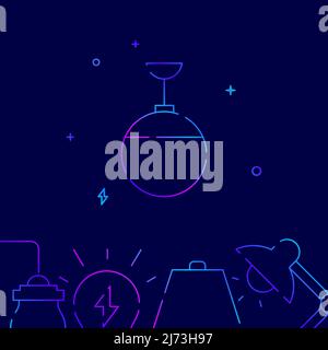 Ball-shaped lamp gradient line vector icon, simple illustration on a dark blue background, Home lamps related bottom border. Stock Vector