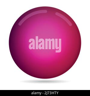 Glass pink ball or precious pearl. Glossy realistic ball, 3D abstract vector illustration highlighted on a white background. Big metal bubble with Stock Vector