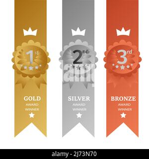 Gold, Silver and bronze medals vector illustration Stock Vector