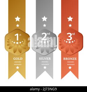 Gold, Silver and bronze medals vector illustration Stock Vector