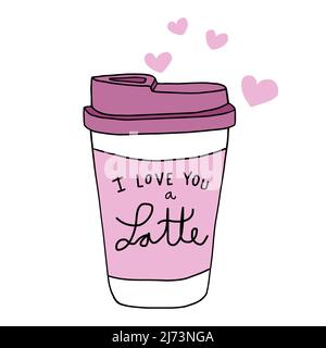 I love you a latte coffee cup cartoon vector illustration Stock Vector