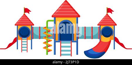 A children playground slide set on white background illustration Stock Vector