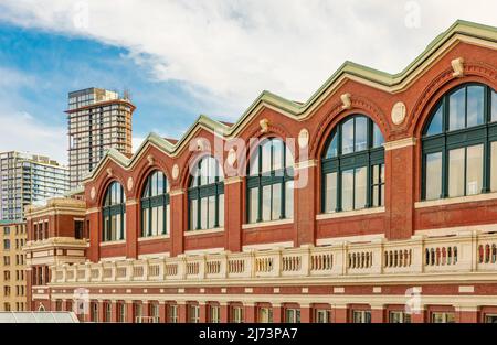 The waterfront transit station is located on the edge of Burrard Inlet in downtown Vancouver, Canada. It is a hub for various forms of commuter transi Stock Photo