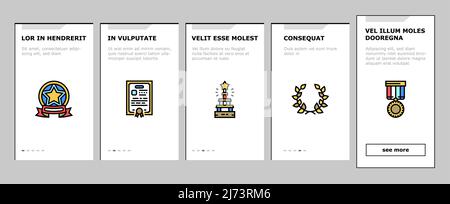 Award For Winner In Championship Onboarding Icons Set Vector Stock Vector