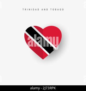 Trinidad and Tobago heart shaped flag. Origami paper cut Republic of Trinidad and Tobago national banner. 3D vector illustration isolated on white wit Stock Vector