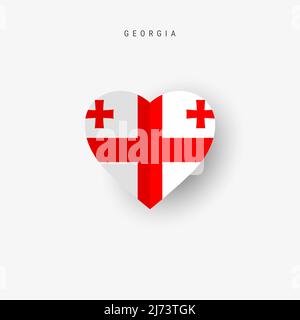 Georgia heart shaped flag. Origami paper cut Georgian national banner. 3D vector illustration isolated on white with soft shadow. Stock Vector
