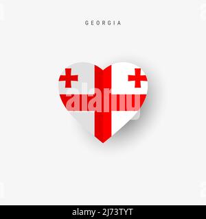 Georgia heart shaped flag. Origami paper cut Georgian national banner. 3D vector illustration isolated on white with soft shadow. Stock Vector