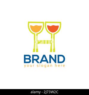 Letter H glass Logo vector. Flat design. Vector Illustration on white background. Stock Vector