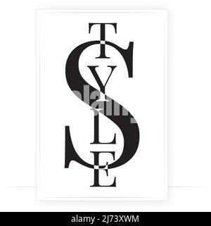 Style, vector. Scandinavian minimalist typographic poster design. Black and white wall art design. Stock Vector
