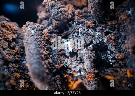 Tar and soot on the fins of a solid fuel boiler after the heating season close-up Stock Photo