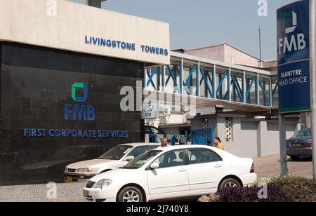 Advert for Foreign Exchange at NedBank,  Blantyre, Malawi, Africa.  Blantyre is named after the birthplace of David Livingstone in Scotland, Stock Photo