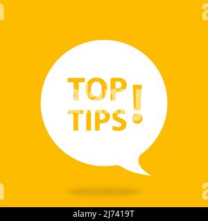 Top tips speech bubble banner vector with copy space for business, marketing, flyers, banners, presentations, and posters. illustration Stock Vector
