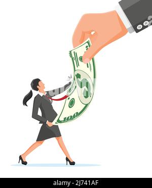 Hand Tries to Grab the Dollar from Businesswoman Stock Vector