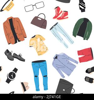 Man Wardrobe Seamless Pattern Stock Vector