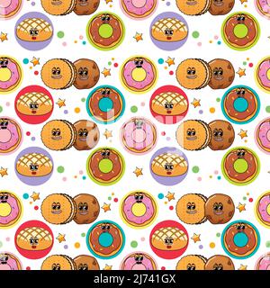 Seamless background with dessert theme illustration Stock Vector