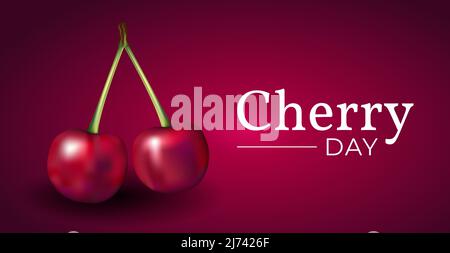 Cherry Day Red Vector Illustration Banner Background Stock Vector