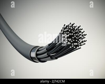 fiber optics cable isolated on white background 3d rendering image