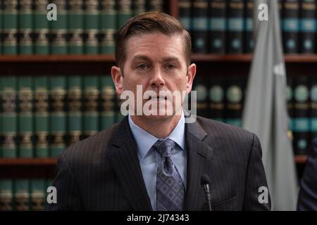 FBI Assistant Director in Charge Michael Driscoll speaks during press conference at US Attorney Office library announcing extradiction of leader of drug cartel Clan del Golfo (CDG) Diaro Antonio Usuga David known as Otoniel from Colombia to face federal charges on drugs trafficing, money laundering, violense crimes including murders. (Photo by Lev Radin/Pacific Press) Stock Photo