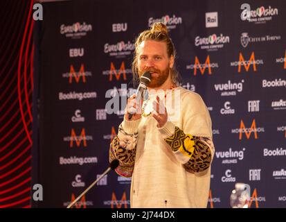 Sam Ryder (Sopace man) United Kingdom during the Eurovision Song Contest 2022, artists press conference, on 05 May 2022, at Pala Alpitour in Turin, Italy. Photo Nderim KACELI Stock Photo