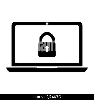 Cyber security icon. Laptop with lock icon. Stock Vector