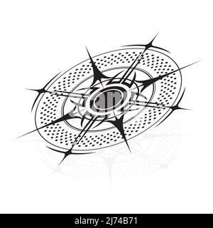 Wind rose isometric black sign Stock Vector
