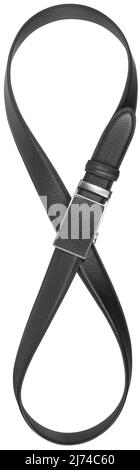 Eight-shaped leather belt for trousers isolated on white background Stock Photo