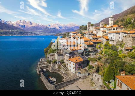 Aerial view of the village Corenno Plinio, Lake Como, Italy Stock Photo