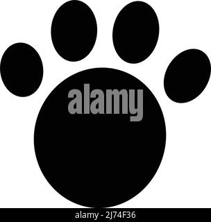 Paw print silhouette icon. Footprints of animals such as dogs and cats. Editable vector. Stock Vector